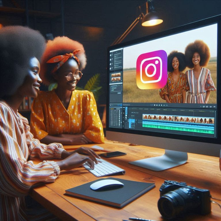 "Video editors fine-tuning content for an Instagram Reel in a professional studio setting."